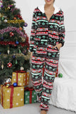 Lutaotie Christmas Printed Hooded Loungewear Jumpsuit