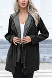 Lutaotie Strappy Patchwork Hooded Zip Up Trench Coat