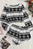 Lutaotie Christmas Long Sleeve Shorts Pajamas Set