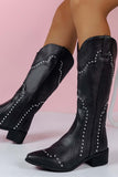 Lutaotie Mid-Calf Studded Western Boots