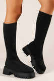 Lutaotie Knitted Platform Knee High Boots