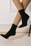 Lutaotie Crystal Heel Stretch Mid Calf Skinny Boots