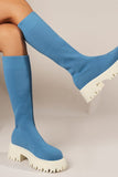 Lutaotie Knitted Platform Knee High Boots