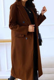 Lutaotie Lapel Double Breasted Long Sleeve Coat