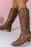 Lutaotie Mid-Calf Studded Western Boots