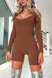 Lutaotie Long Sleeve U Neck Bodycon Rompers