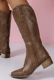 Lutaotie Mid-Calf Studded Western Boots