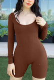 Lutaotie Long Sleeve U Neck Bodycon Rompers