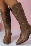 Lutaotie Mid-Calf Studded Western Boots