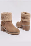 Lutaotie Furry Solid Chunky Ankle Boots