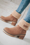 Lutaotie Furry Solid Chunky Ankle Boots