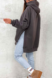 Lutaotie Solid Color Pocket Slit Hoodie