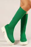 Lutaotie Knitted Platform Knee High Boots