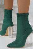 Lutaotie Crystal Heel Stretch Mid Calf Skinny Boots