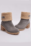 Lutaotie Furry Solid Chunky Ankle Boots