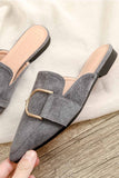 Lutaotie Suede Pointed Metal Buckle Mule Slides