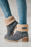 Lutaotie Furry Solid Chunky Ankle Boots