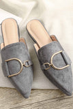 Lutaotie Suede Pointed Metal Buckle Mule Slides