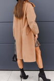 Lutaotie Solid Double Breasted Lapel Long Coat