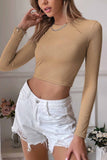 Lutaotie Solid Backless Twist Long Sleeve Tops