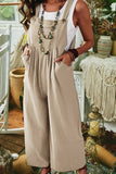 Lutaotie Wide Leg Pocket Sleeveless Jumpsuit