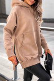 Lutaotie Solid Color Pocket Slit Hoodie