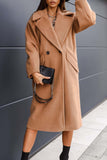 Lutaotie Solid Double Breasted Lapel Long Coat