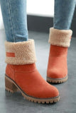 Lutaotie Furry Solid Chunky Ankle Boots