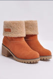 Lutaotie Furry Solid Chunky Ankle Boots