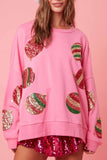 Lutaotie Sequin Christmas Printed Long Sleeve Sweatshirt