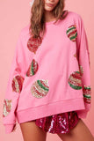 Lutaotie Sequin Christmas Printed Long Sleeve Sweatshirt