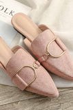 Lutaotie Suede Pointed Metal Buckle Mule Slides