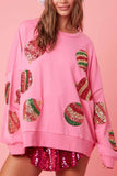 Lutaotie Sequin Christmas Printed Long Sleeve Sweatshirt