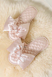 Lutaotie Suede Bow Rhinestone Indoor Slippers