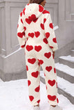 Lutaotie Plush Heart Zip Hooded Jumpsuit