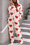 Lutaotie Plush Heart Zip Hooded Jumpsuit