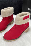 Lutaotie Furry Solid Chunky Ankle Boots