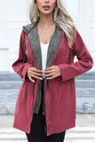 Lutaotie Strappy Patchwork Hooded Zip Up Trench Coat