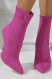 Lutaotie Crystal Heel Stretch Mid Calf Skinny Boots