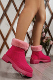 Lutaotie Suede Fleece Lined Platform Ankle Boots