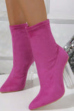 Lutaotie Crystal Heel Stretch Mid Calf Skinny Boots