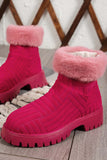 Lutaotie Suede Fleece Lined Platform Ankle Boots