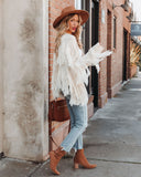 lutaotie Spruce Fringe Knit Cardigan - Powder Beige