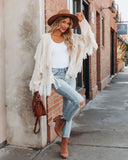 lutaotie Spruce Fringe Knit Cardigan - Powder Beige