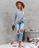 lutaotie This Time Around Ribbed Dolman Sweater - Heather Grey