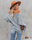 lutaotie This Time Around Ribbed Dolman Sweater - Heather Grey