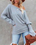 lutaotie This Time Around Ribbed Dolman Sweater - Heather Grey