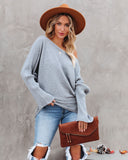 lutaotie This Time Around Ribbed Dolman Sweater - Heather Grey