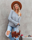 lutaotie This Time Around Ribbed Dolman Sweater - Heather Grey