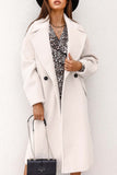 Lutaotie Solid Double Breasted Lapel Long Coat